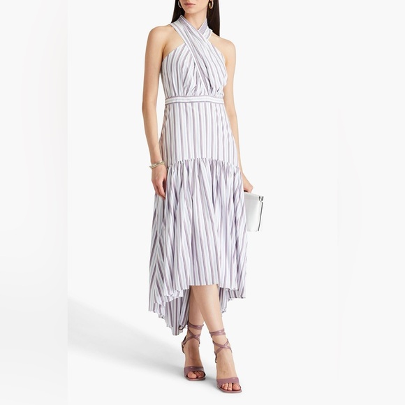 NWOT VERONICA BEARD Radley Striped Poplin Midi Dress Size 10 - Picture 1 of 13